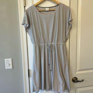 Soma, gray and white stripe knee length dress - Size Medium